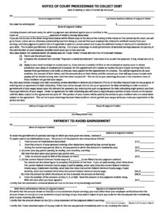NOTICE OF COURT PROCEEDINGS TO COLLECT DEBT - Clerk of Courts